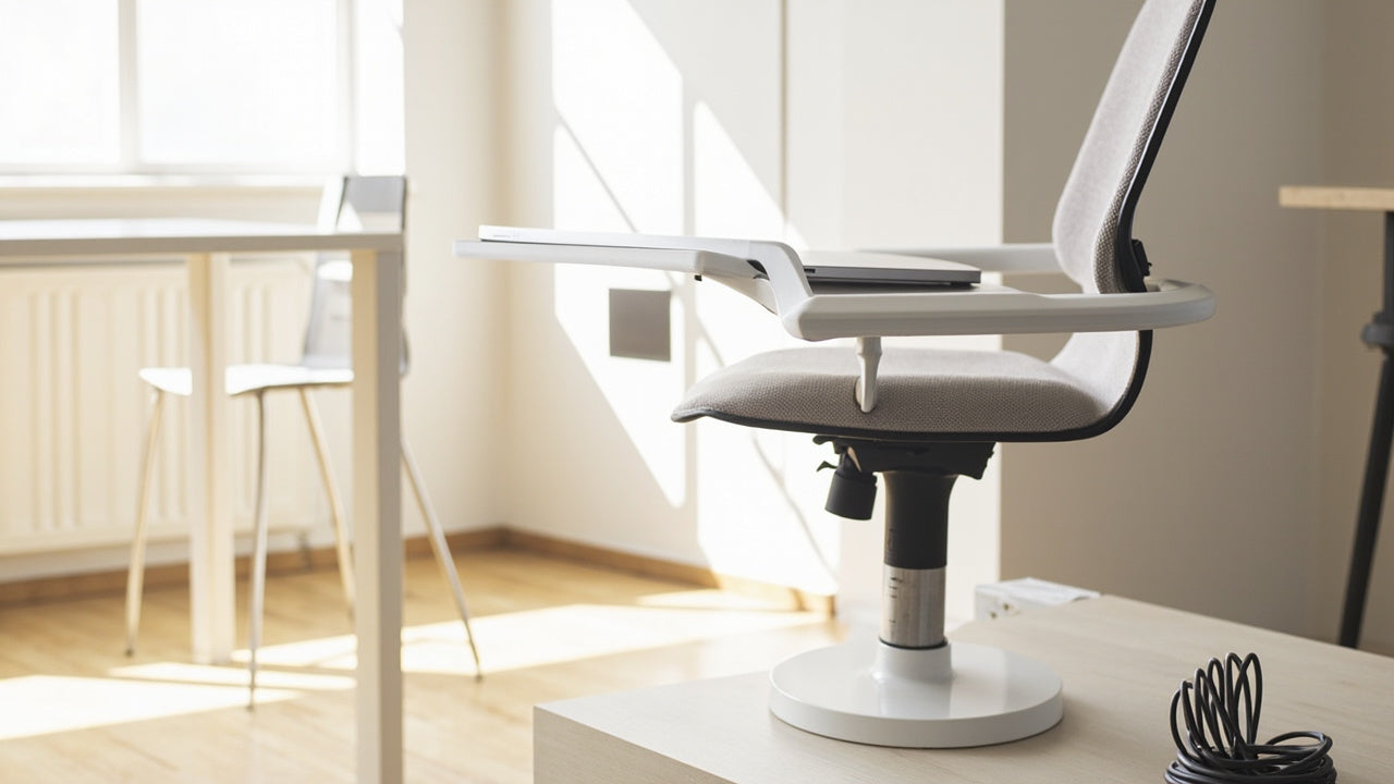 bureau minimaliste avec accessoires ergonomiques pour améliorer confort et productivité en télétravail