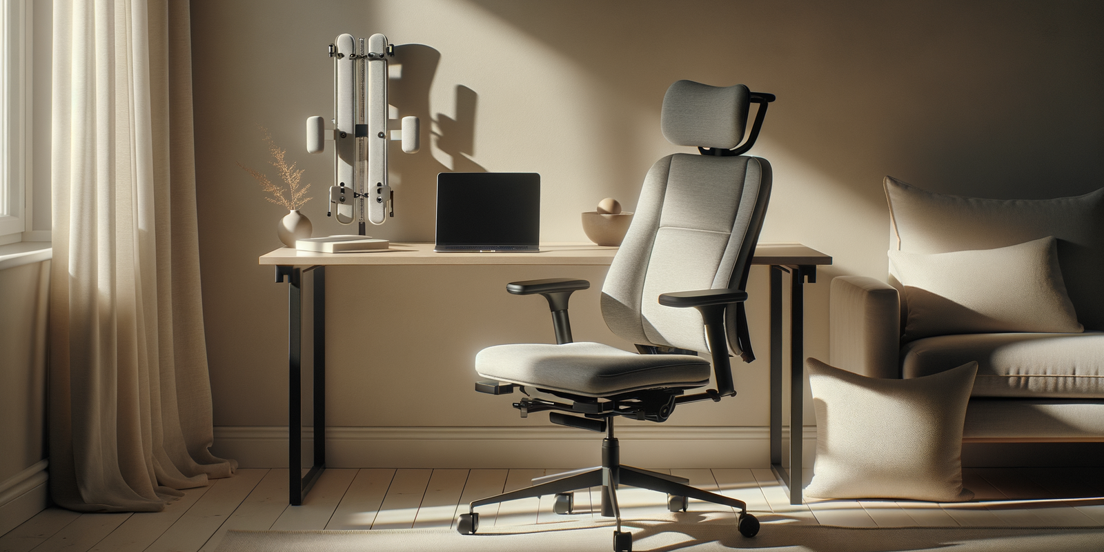 bureau minimaliste avec accessoires ergonomiques pour améliorer confort et productivité en télétravail