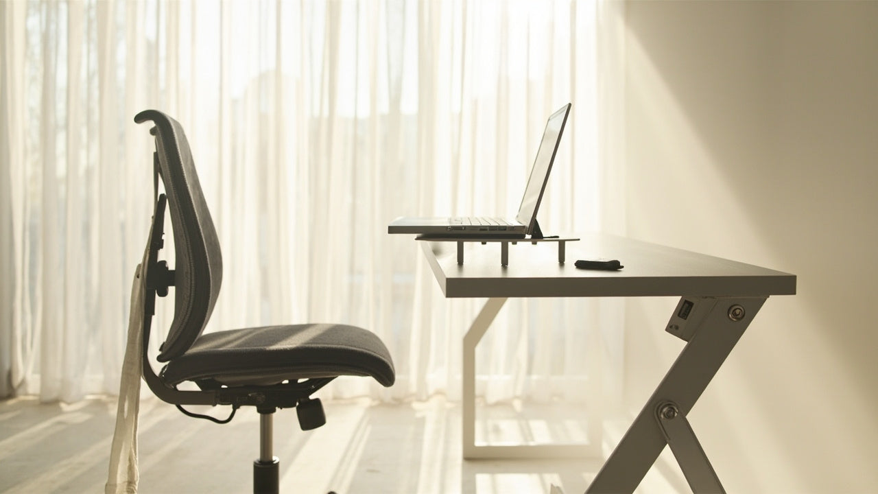 bureau à domicile minimaliste avec accessoires ergonomiques pour confort et productivité