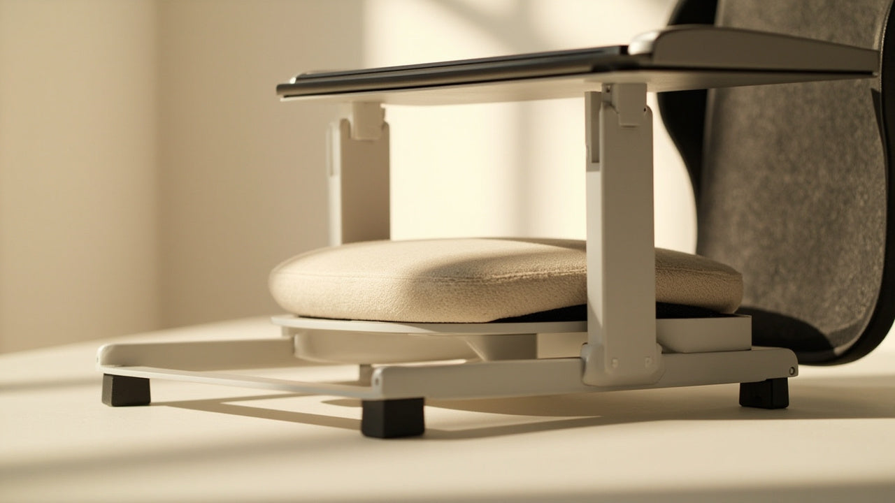 accessoires ergonomiques sur bureau à domicile lumineux, ambiance calme et productive